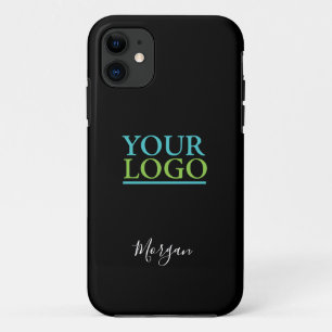 Capa Para iPhone 11 Seu Logotipo/Arte/Foto, Nome em Letra Branca, Pret