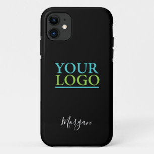 Capa Para iPhone 11 Seu logotipo/arte/foto, nome White Script, preto