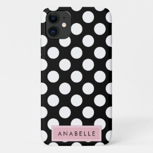 Capa Para iPhone 11 Seu Nome - Bolinhas, Manchas - Cor-de-rosa branco
