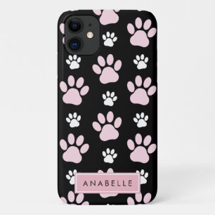 Capa Para iPhone 11 Seu Nome - Peitinhas, Traços De Cão - Preto Rosa