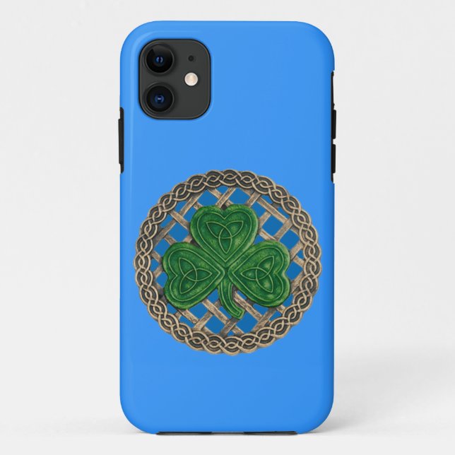 Capa Para iPhone 11 Shamrock Azul E Caso Celtic Knots iPhone 5 (Verso)