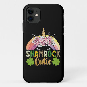 Capa Para iPhone 11 Shamrock Cutie Dia de São Patrício Arco-Íris Unico