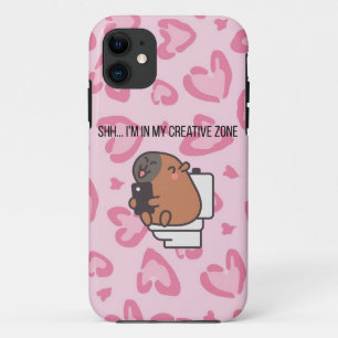 Capa Para iPhone 11 Shh… Estou na Minha Zona Criativa   Capivara Diver