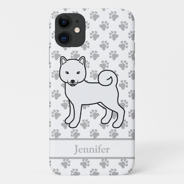 Capa Para iPhone 11 Shiba Inu Branco Cachorro de Desenho Animado Fofo  (Verso)