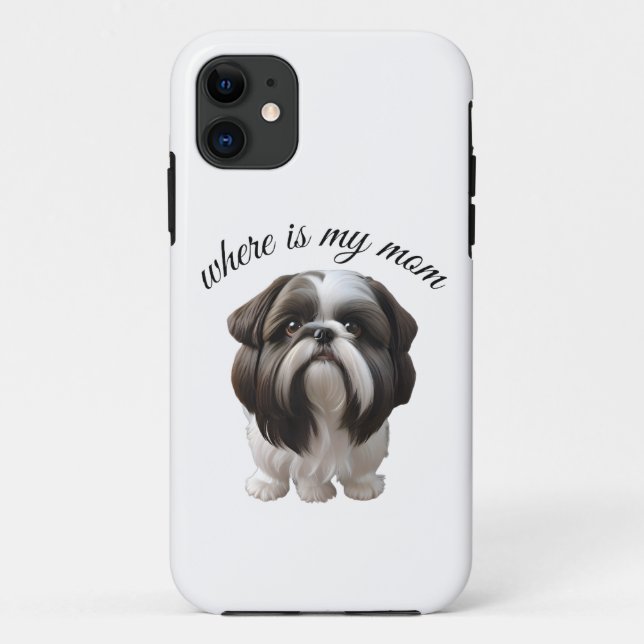 Capa Para iPhone 11 Shih Tzu - Onde Está Minha Mãe? (Verso)