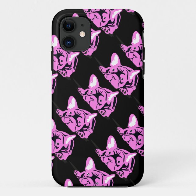 Capa Para iPhone 11 Silhouette Bulldog Francês (Verso)