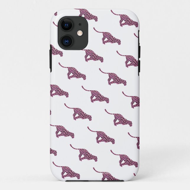Capa Para iPhone 11 Silhouette Pink e Black Leopard (Verso)
