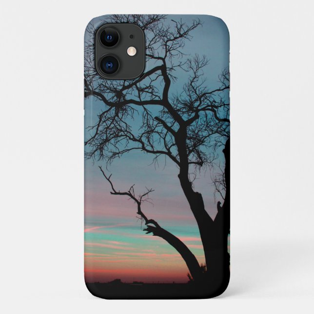 Capa Para iPhone 11 Silhueta de Árvore ao Pôr do Sol (Verso)