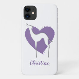 Capa Para iPhone 11 Silhueta de chicote cinzenta e coração violeta gir