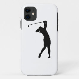 Capa Para iPhone 11 Silhueta de uma garota esportiva jogando golfe