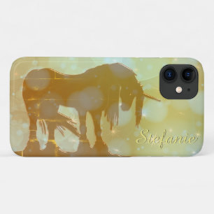 Capa Para iPhone 11 Silhueta mística do Unicórnio (estrelas amarelas n