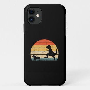 Capa Para iPhone 11 Silhueta Vintage da Raça de Cachorro Corgi Dinossa