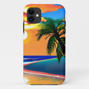 Capa Para iPhone 11 Silhuetas de palmeiras e pôr do sol
