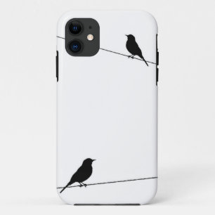 Capa Para iPhone 11 Silhuetas do pássaro no fio