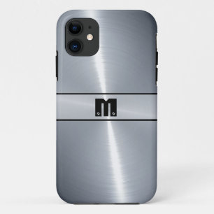 Capa Para iPhone 11 Silver Shiny Steel Metal 12