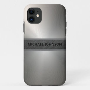Capa Para iPhone 11 Silver Stainless Steel Metal Moderno