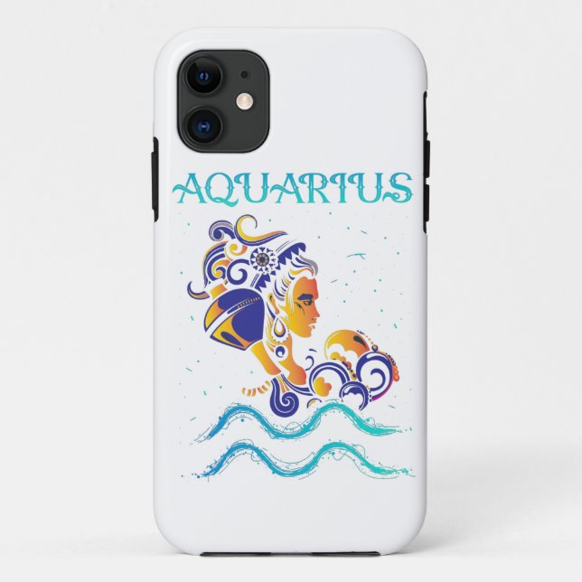Capa Para iPhone 11 Símbolo Aquarius Zodiac (Verso)