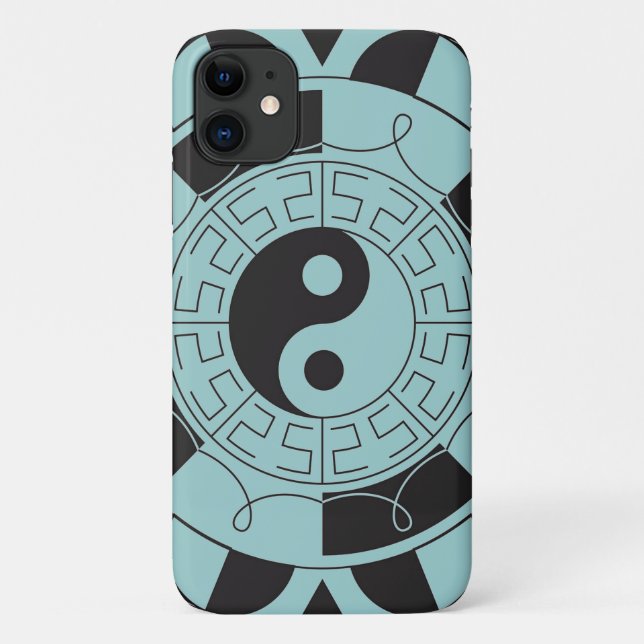 Capa Para iPhone 11 Símbolo azul e preto de Yin Yang (Verso)