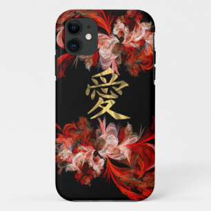 Capa Para iPhone 11 Símbolo de amor chinês no fractal vermelho