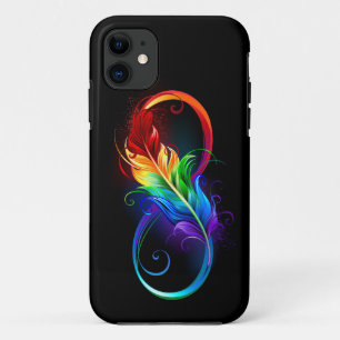 Capa Para iPhone 11 Símbolo Infinito com Pena Arco-Íris