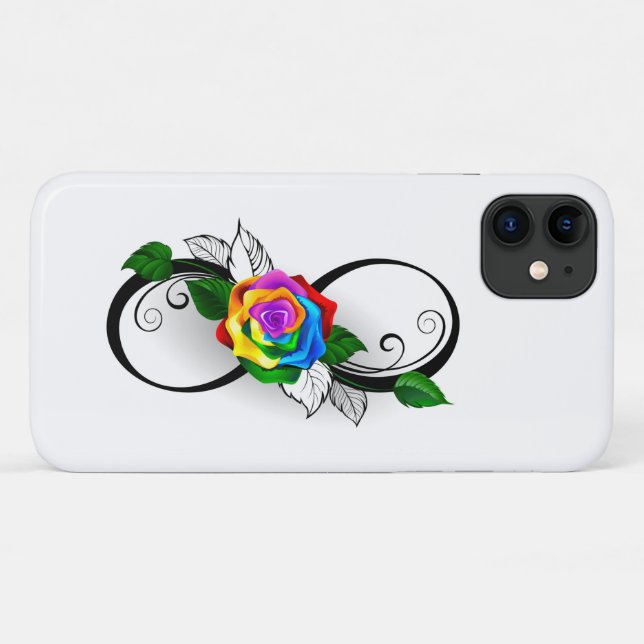 Capa Para iPhone 11 Símbolo Infinito com Rosa do Arco-Íris (Verso (horizontal))