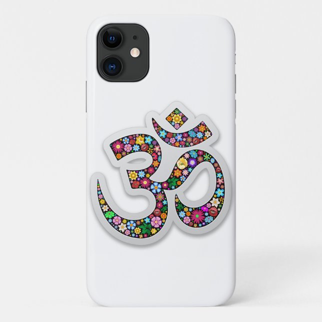 Capa Para iPhone 11 Símbolo Namaste Floral Yoga (Verso)