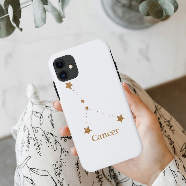 Capa Para iPhone 11 Símbolo Zodiac Moderno - Cancer Dourado | Água Ele (Criador carregado)
