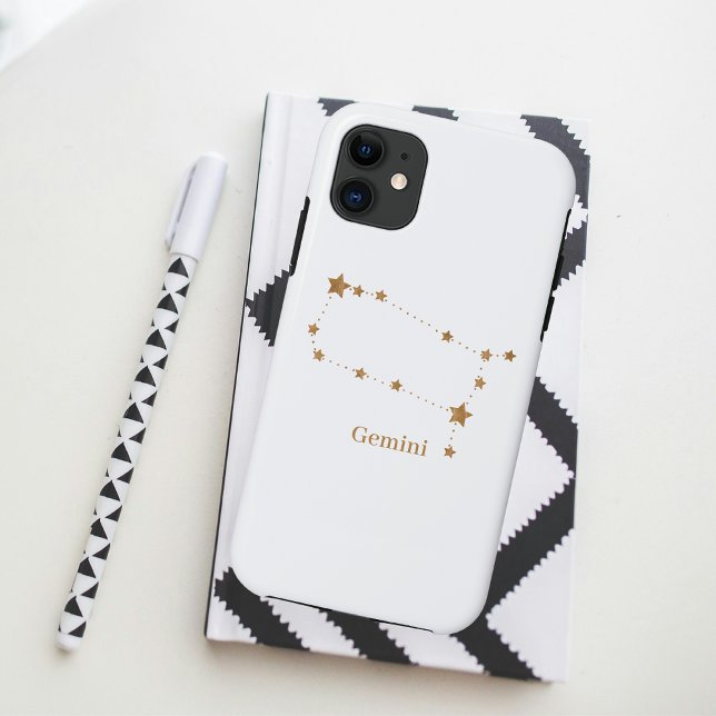 Capa Para iPhone 11 Símbolo Zodiac Moderno Gemini Dourado | Ar de elem (Criador carregado)