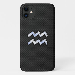 Capa Para iPhone 11 Símbolo Zodiac Moderno Silver Aquarius em Cobra