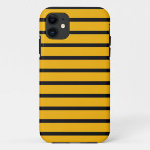 Capa Para iPhone 11 Simples Black and Yellow Stripes Sem Costura