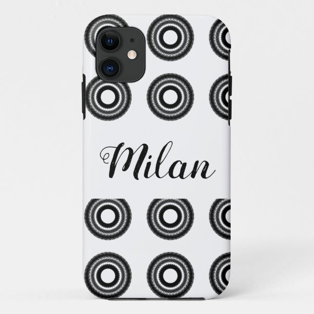 Capa Para iPhone 11 simples e personalizado BLACK mandala monograma ad (Verso)
