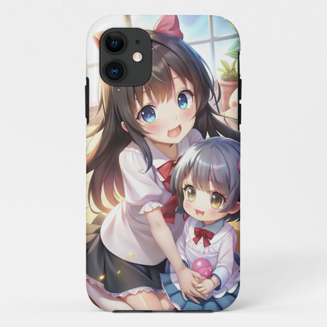 Capa Para iPhone 11 Simples irmãs animadas (Verso)