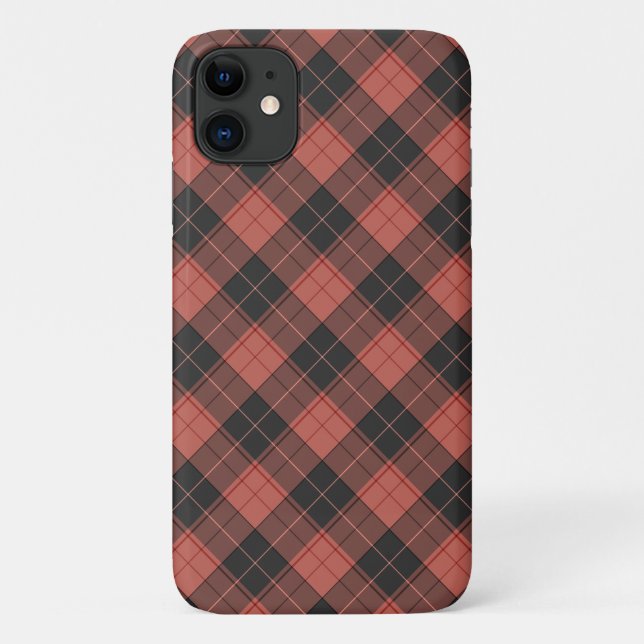 Capa Para iPhone 11 Simples padrão de tartan em vermelho (Verso)