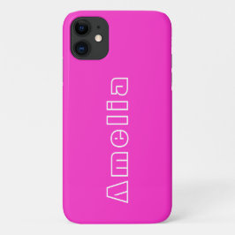 Capa Para iPhone 11 Simples Rosa Quente Personalizado