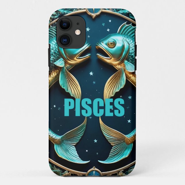 Capa Para iPhone 11 sinal de astrologia de peixes (Verso)