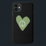 Capa Para iPhone 11 Sinal de Paz Coração<br><div class="desc">Este design apresenta um sinal verde de paz no coração.</div>