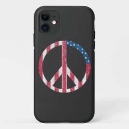 Capa Para iPhone 11 Sinal de Paz da Bandeira Americana Vintage Vermelh