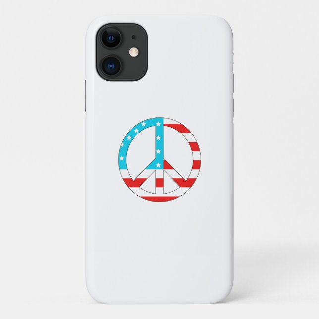 Capa Para iPhone 11 Sinal de Paz de Bandeira Americana (Verso)
