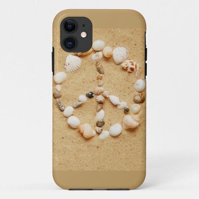 Capa Para iPhone 11 Sinal de paz minúsculo do Seashell (Verso)
