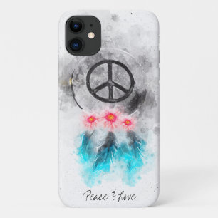 Capa Para iPhone 11 *~* Sinal de Paz Penas Flores Boho Tribal Grunge