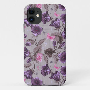 Capa Para iPhone 11 sinos de mão violetas e teste padrão de borbolet