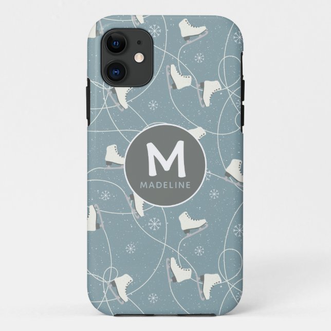 Capa Para iPhone 11 Skate de gelo e floco de neve personalizado (Verso)