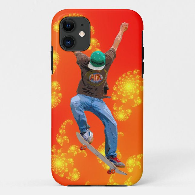 Capa Para iPhone 11 Skateboarder Action Sports Art (Verso)