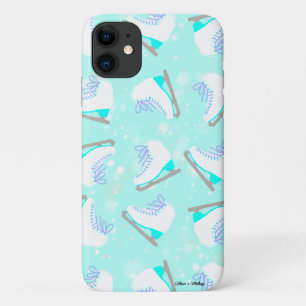 Capa Para iPhone 11 Skates de gelo Padrões Blue Cute Figure Skater