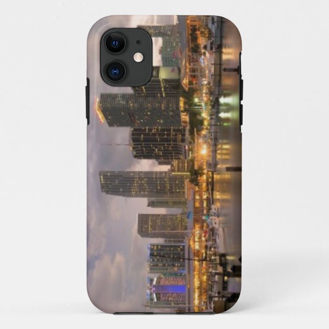 Capa Para iPhone 11 Skyline financeira de Miami no crepúsculo (Verso)