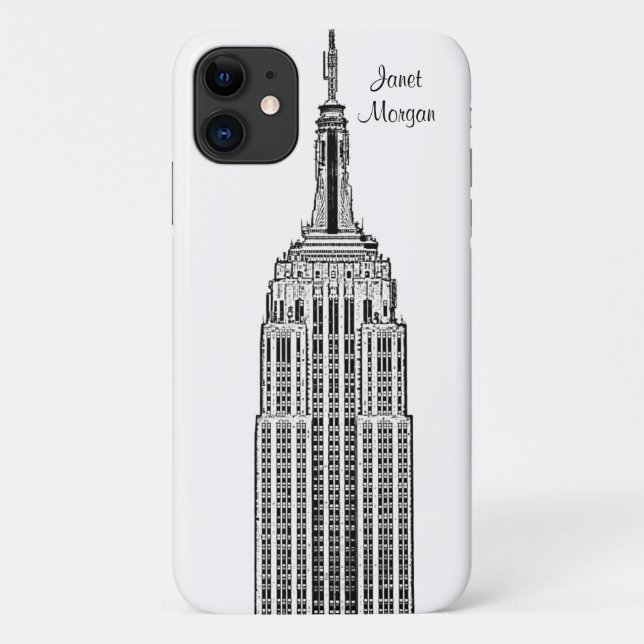 Capa Para iPhone 11 Skyline NYC - Olhar Estadual do Império Edificador (Verso)