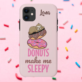 Capa Para iPhone 11 Sleepy Bonito Descansado em Rosquinhas de aspersão