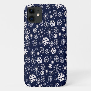 Capa Para iPhone 11 Snowflake Blizzard Desenhado À Mão Com Marinho Clá
