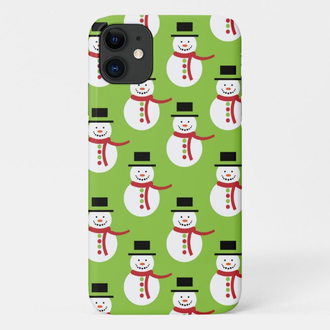 Capa Para iPhone 11 Snowman de Natal, Branca Snowman, Carrot Nose (Verso)