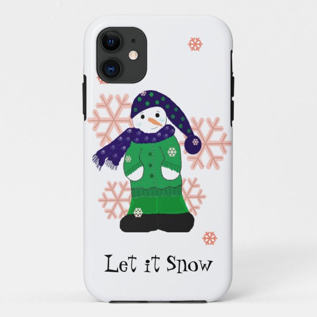 Capa Para iPhone 11 Snowman Deixe nevar (Verso)